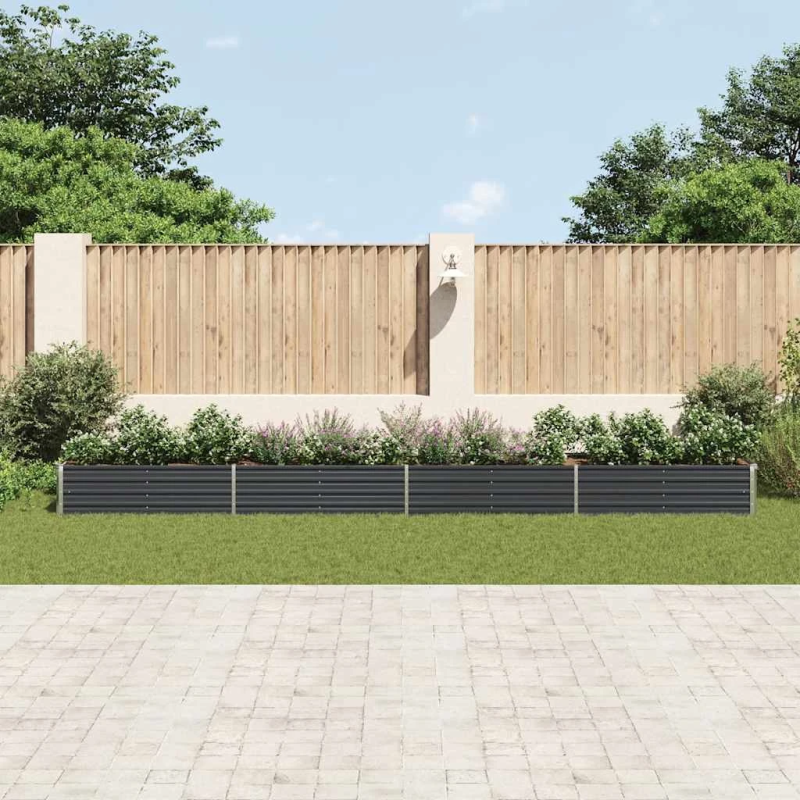 vidaXL augstā puķu kaste, cinkots tērauds, 600x80x45 cm, pelēka