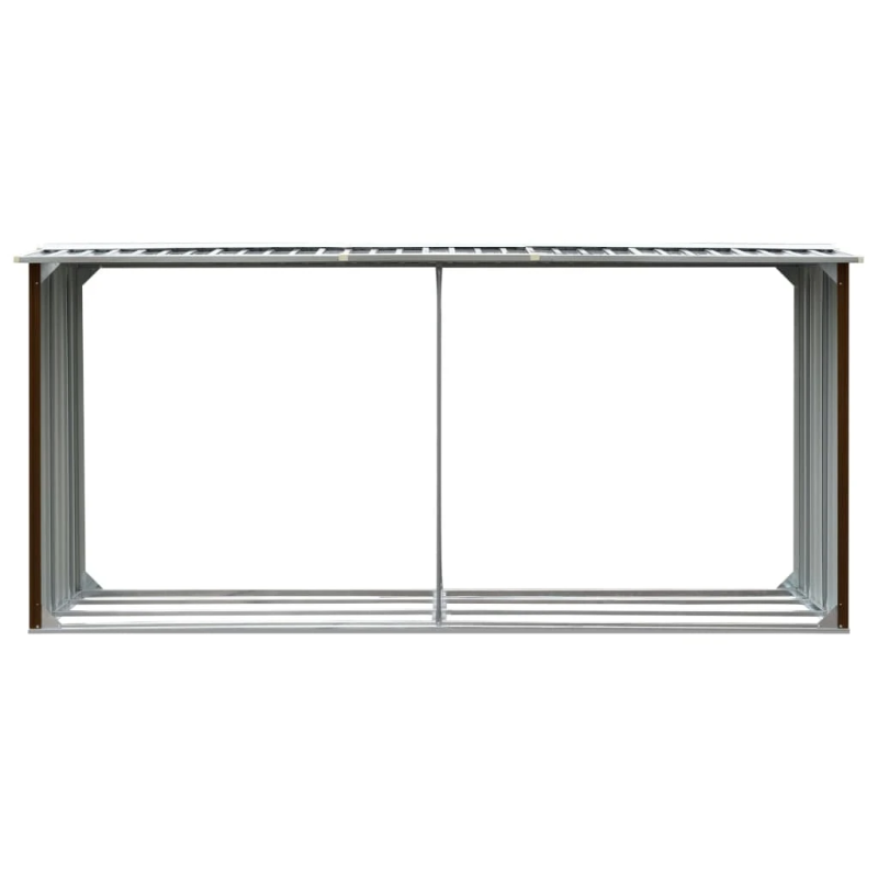 vidaXL malkas nojume, brūna, 330x92x153 cm, cinkots tērauds