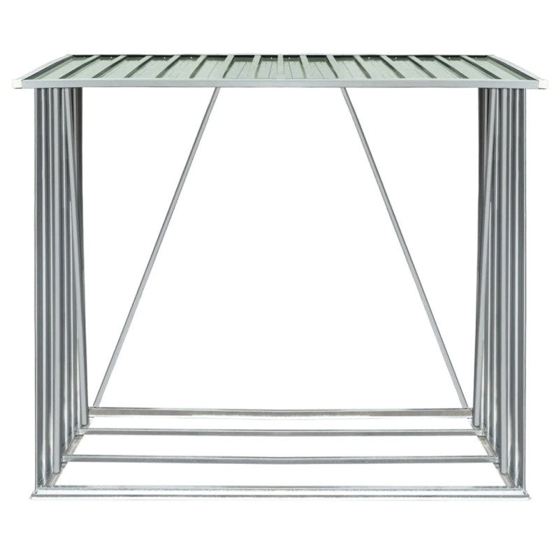 vidaXL malkas nojume, zaļa, 163x83x154 cm, cinkots tērauds