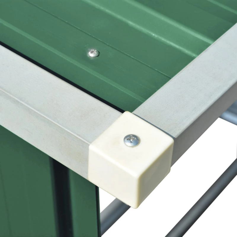 vidaXL malkas nojume, zaļa, 163x83x154 cm, cinkots tērauds