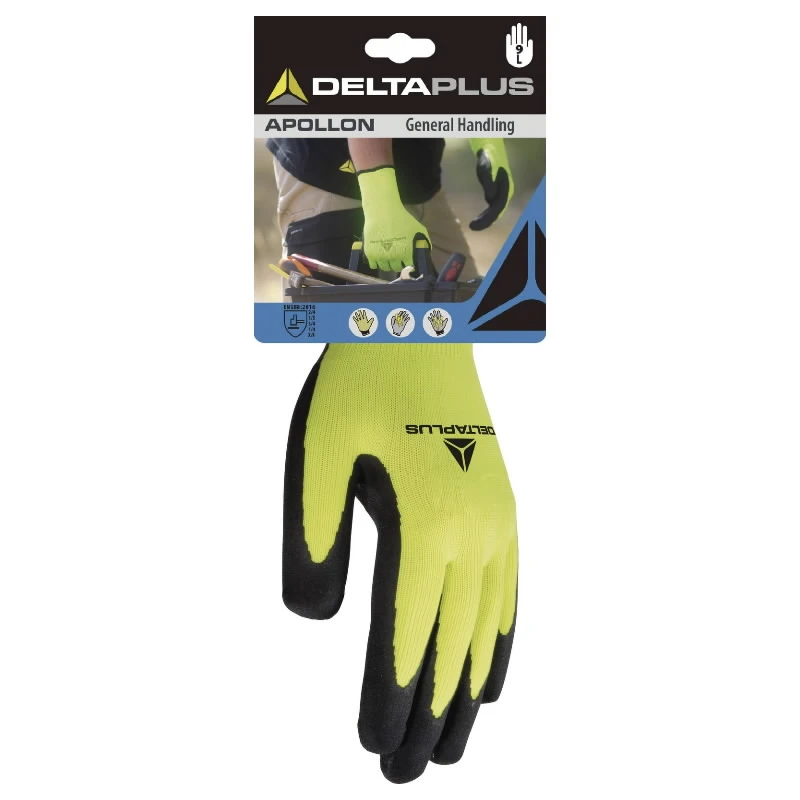 Tekstila darba cimdi, poliestera, ar lateksa putu pārklajumu 8, Delta Plus