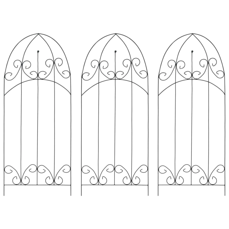 vidaXL vīteņaugu balsti, 3 gab., melni, 40x100 cm, dzelzs