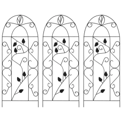 vidaXL vīteņaugu balsti, 3 gab., melni, 40x100 cm, dzelzs