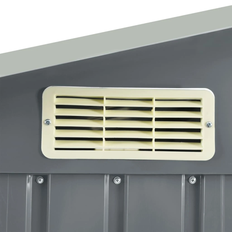 vidaXL dārza šķūnis ar plauktu, pelēks, 205x130x183 cm, dzelzs