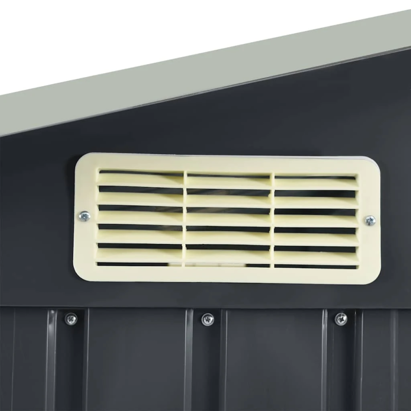 vidaXL dārza šķūnis ar plauktu, pelēks, 205x130x183 cm, dzelzs