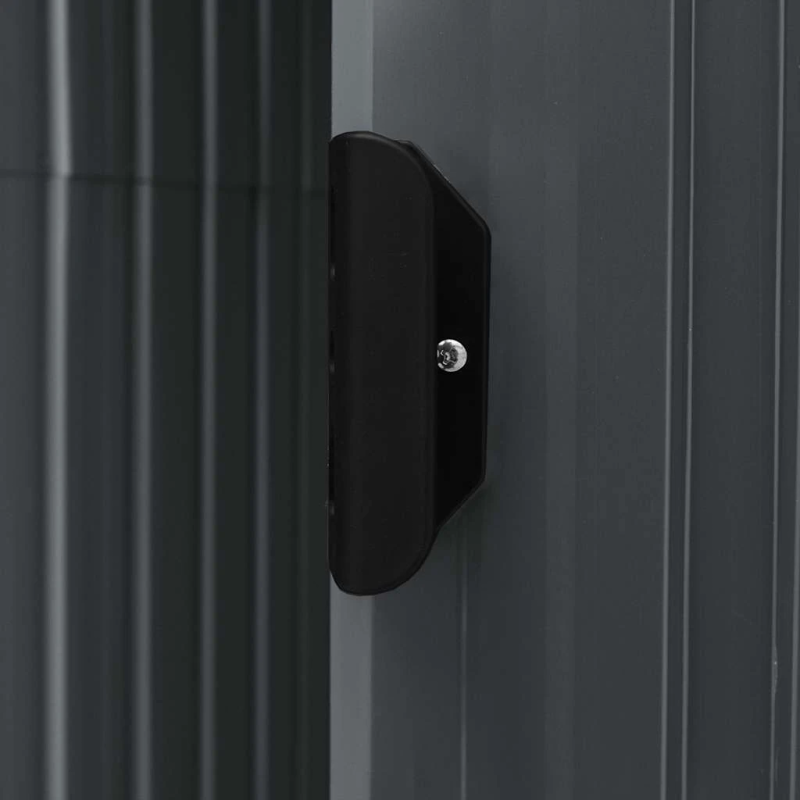 vidaXL dārza šķūnis ar plauktu, pelēks, 205x130x183 cm, dzelzs