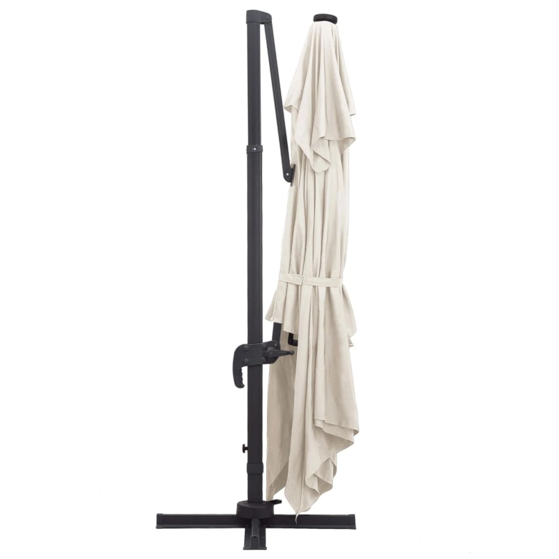 vidaXL saulessargs ar LED un alumīnija kātu, 400x300 cm, smilškrāsa