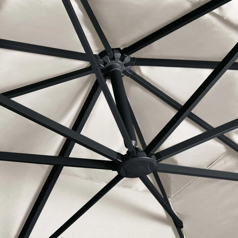 vidaXL saulessargs ar LED un alumīnija kātu, 400x300 cm, smilškrāsa