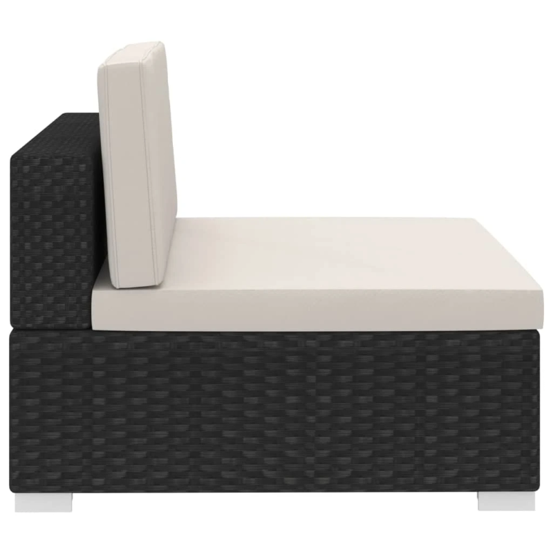 vidaXL 3-daļīgs dārza dīvāna komplekts ar matračiem, melns PE pinums