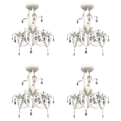 vidaXL kristāla pērlīšu lustras, 4 gab., eleganti baltas