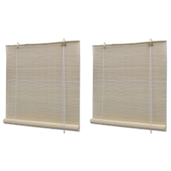 vidaXL ruļļu žalūzijas, 2 gab., dabisks bambuss, 120x160 cm