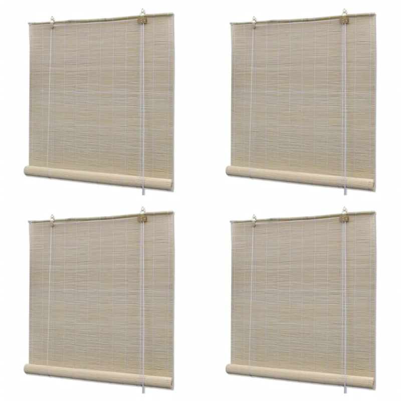 vidaXL ruļļu žalūzijas, 4 gab., dabisks bambuss, 120x160 cm