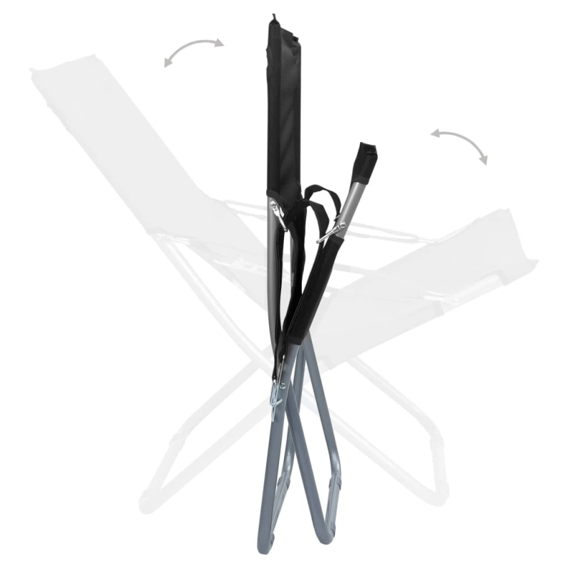 vidaXL salokāmi pludmales krēsli, 2 gab., melns audums