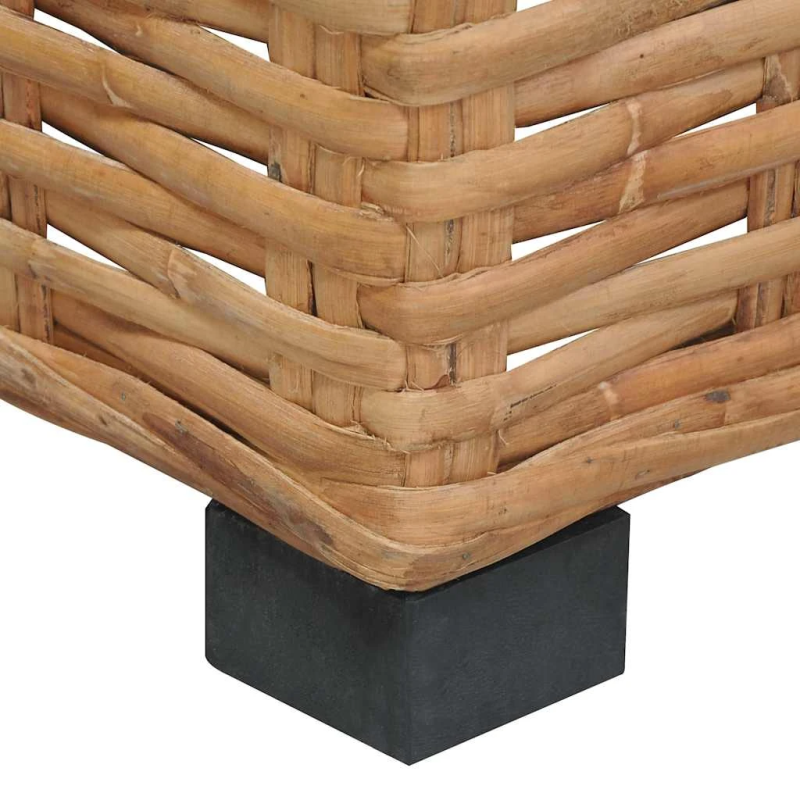 vidaXL stūra dīvāns ar matračiem, dabīga rotangpalma