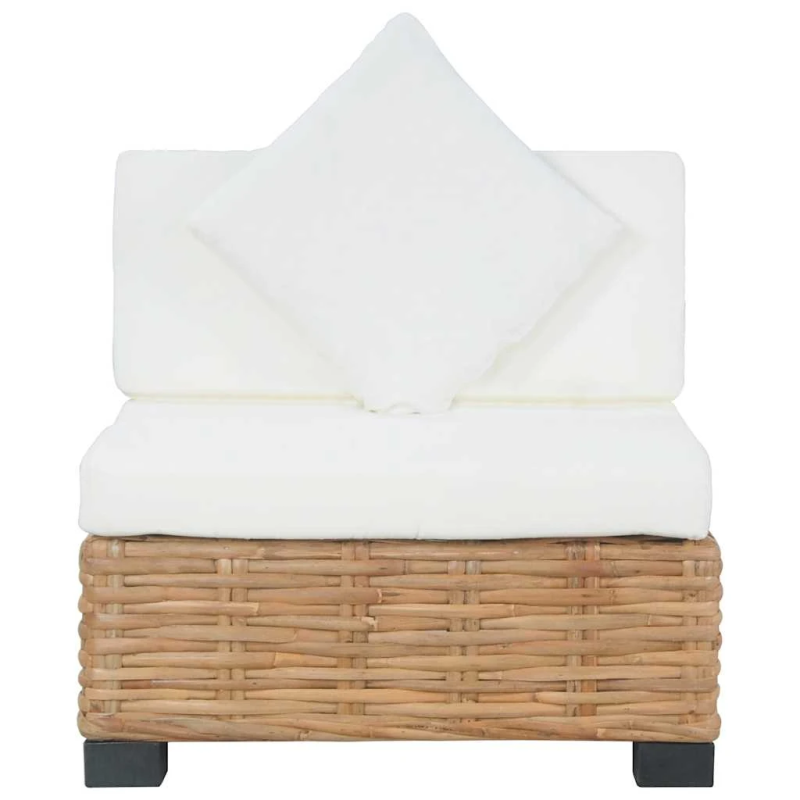 vidaXL dīvāns ar matračiem, bez roku balstiem, dabīga rotangpalma