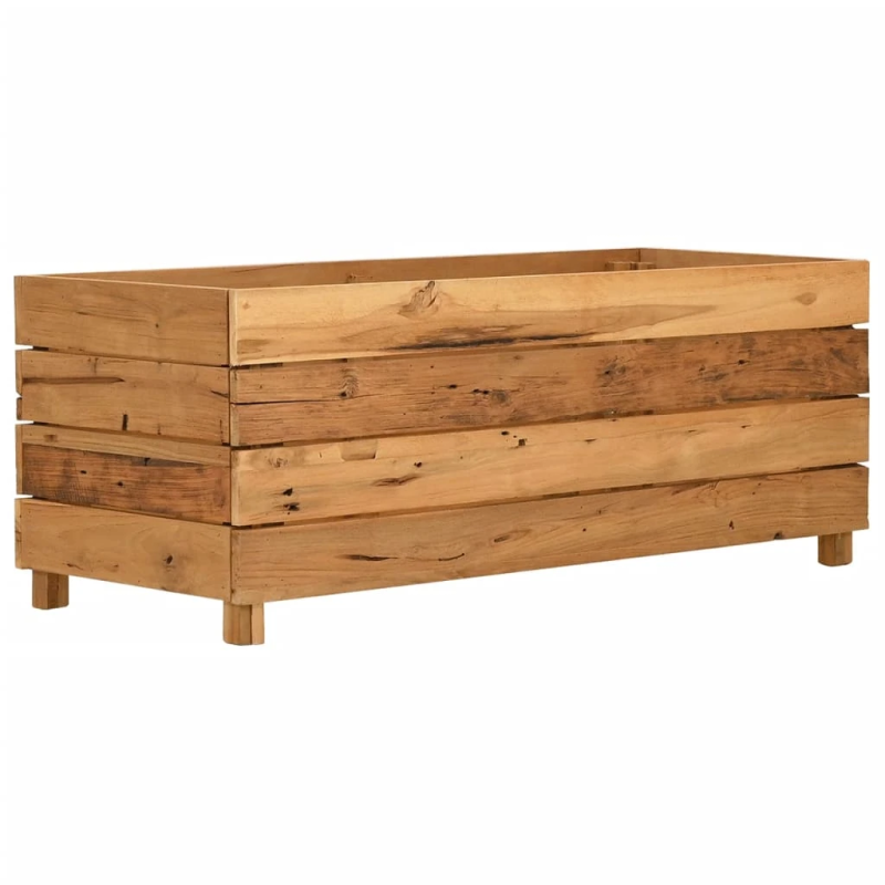 vidaXL augstā puķu kaste, 100x40x38 cm, pārstrādāts tīkkoks un tērauds