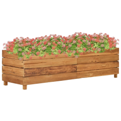 vidaXL augstā puķu kaste, 150x40x38 cm, pārstrādāts tīkkoks un tērauds