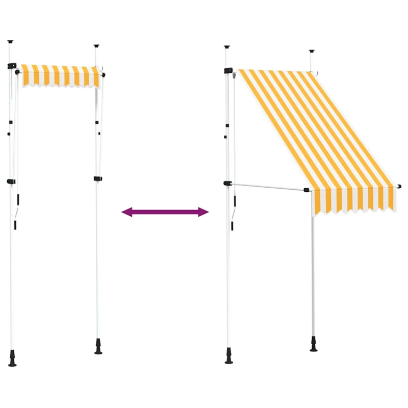 vidaXL izvelkama markīze, 100 cm, manuāla, oranža ar baltām svītrām