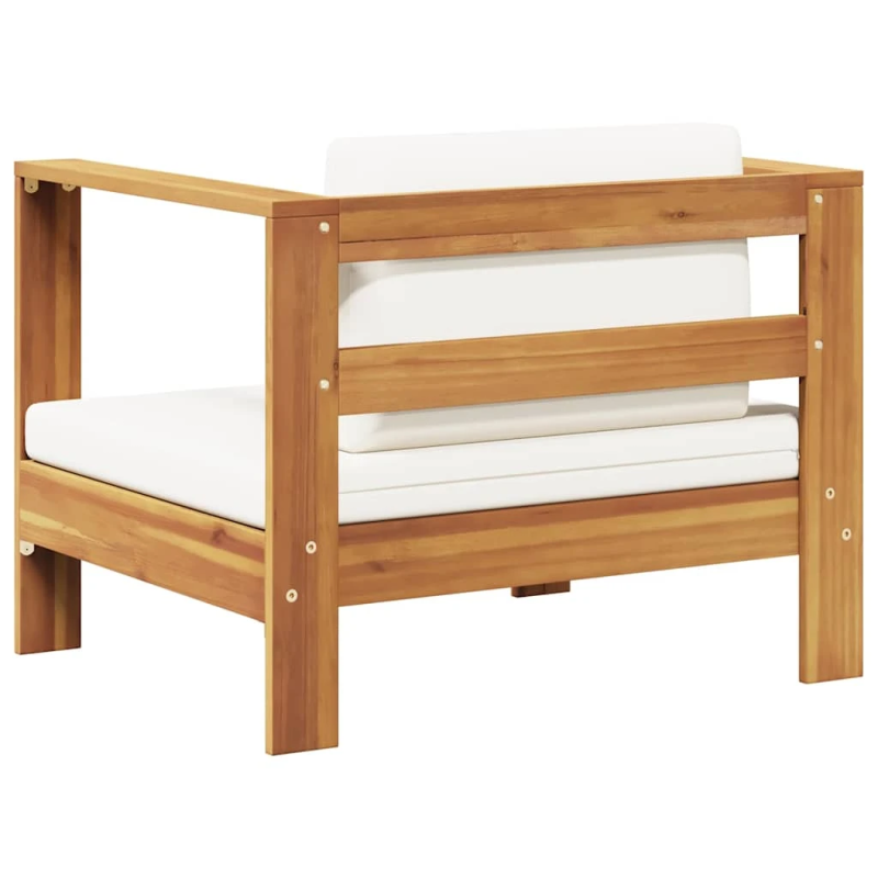 vidaXL dārza krēsls ar matraci, krēmbalts, akācijas masīvkoks