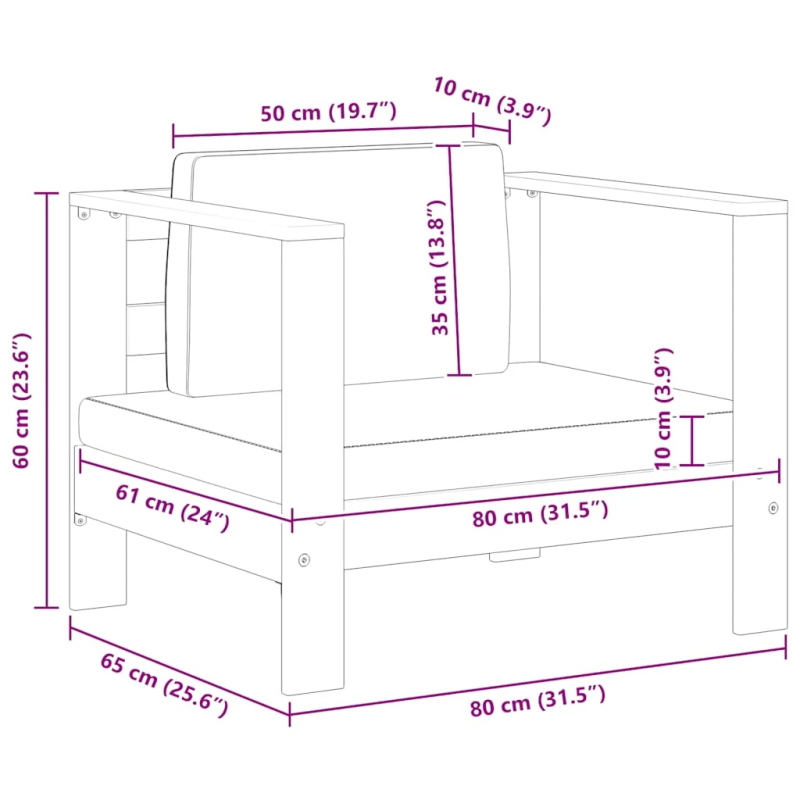 vidaXL dārza krēsls ar matraci, tumši pelēks, akācijas masīvkoks