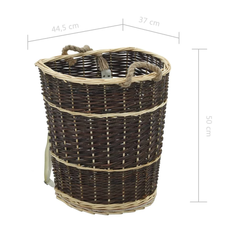 vidaXL malkas grozs ar lencēm, 44,5x37x50 cm, vītols