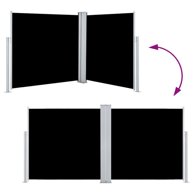 vidaXL izvelkams sānu aizslietnis, melns, 120x600 cm