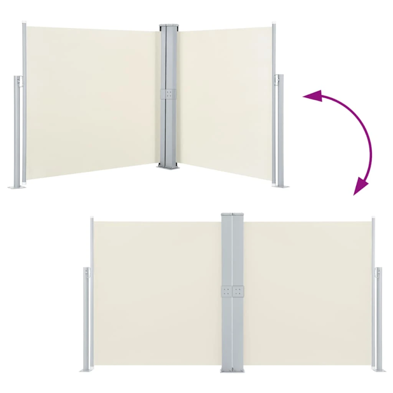 vidaXL izvelkams sānu aizslietnis, krēmkrāsa, 140x1000 cm