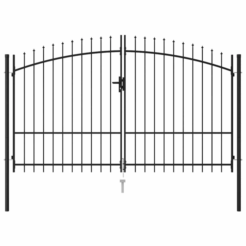 vidaXL divviru žoga vārti ar pīķiem augšpusē, melni, 3x1,75 m, tērauds