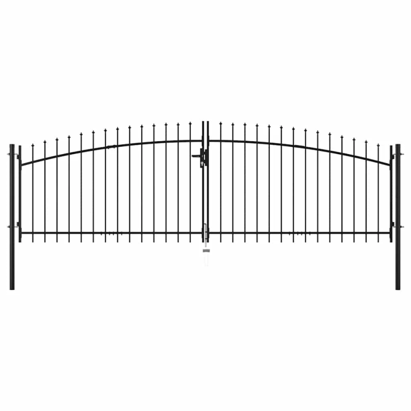 vidaXL dārza vārti ar pīķiem augšpusē, divviru, 400x175 cm