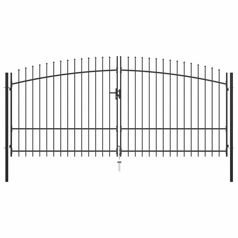vidaXL dārza vārti ar pīķiem augšpusē, divviru, 400x225 cm