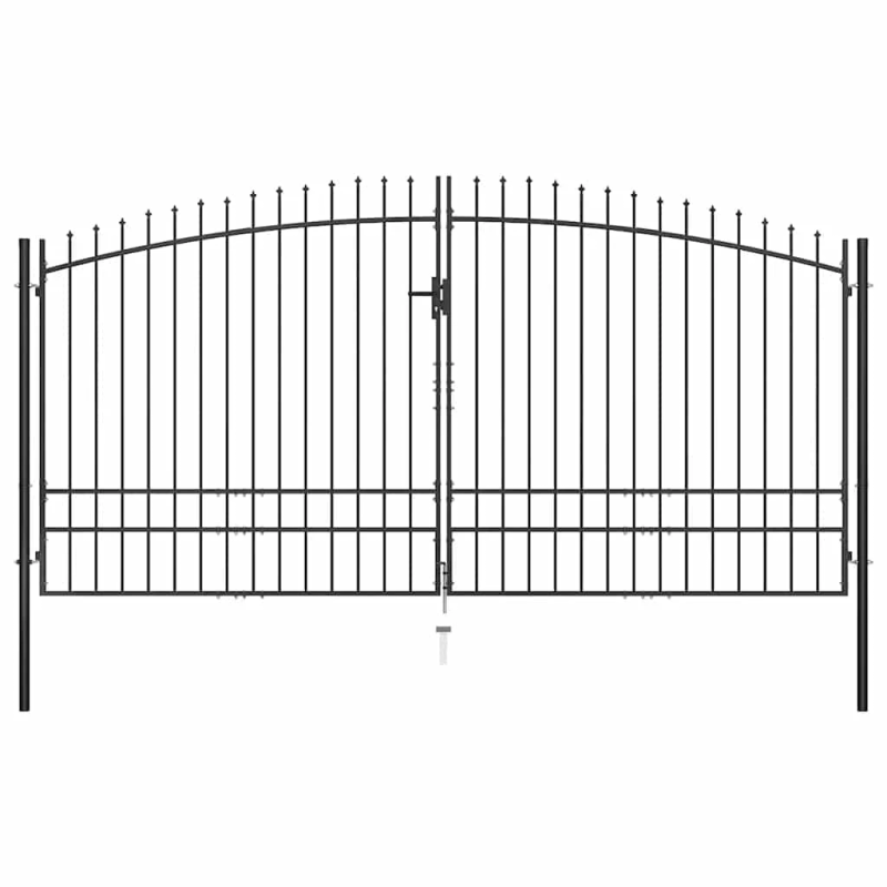 vidaXL dārza vārti ar pīķiem augšpusē, divviru, 400x248 cm