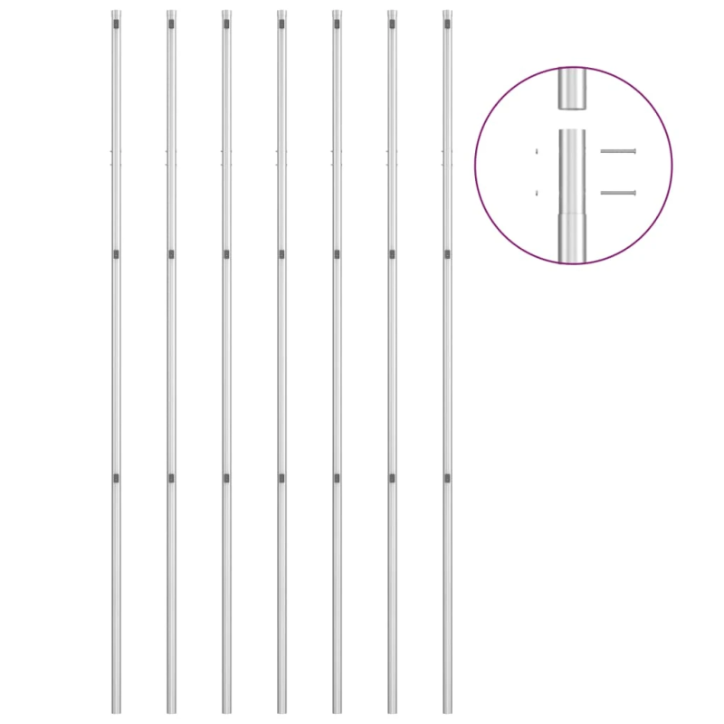 vidaXL stiepļu žogs, stabi, cinkots tērauds, 15x1,5 m, sudraba krāsā