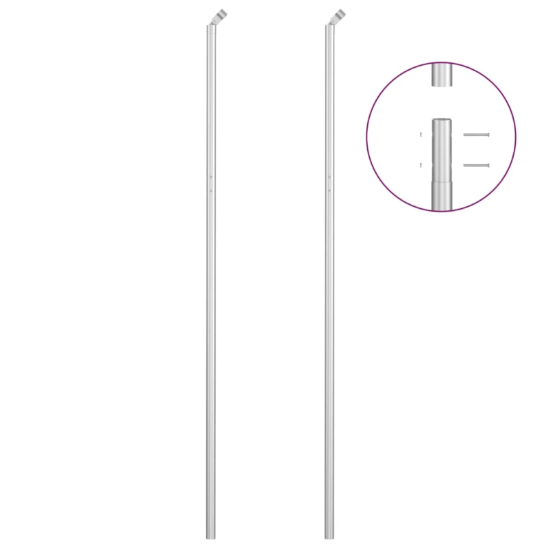 vidaXL stiepļu žogs, stabi, cinkots tērauds, 15x1,5 m, sudraba krāsā