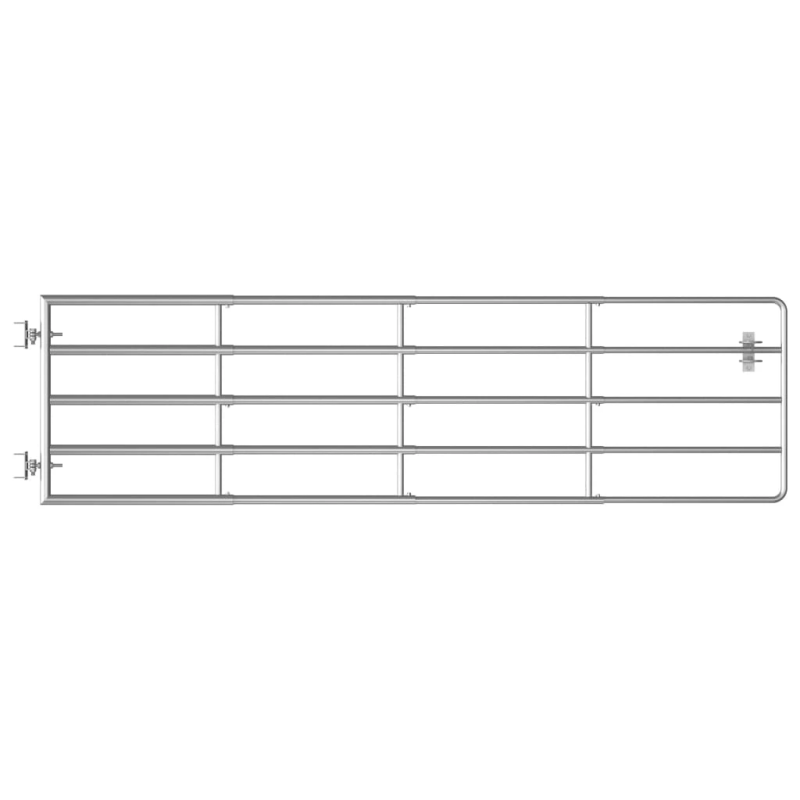 vidaXL aploka vārti, 5 stieņi, tērauds, ,115-300,x90 cm, sudraba krāsa