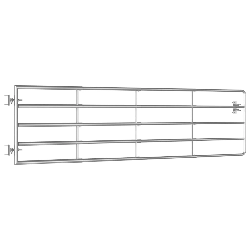 vidaXL aploka vārti, 5 stieņi, tērauds, ,115-300,x90 cm, sudraba krāsa