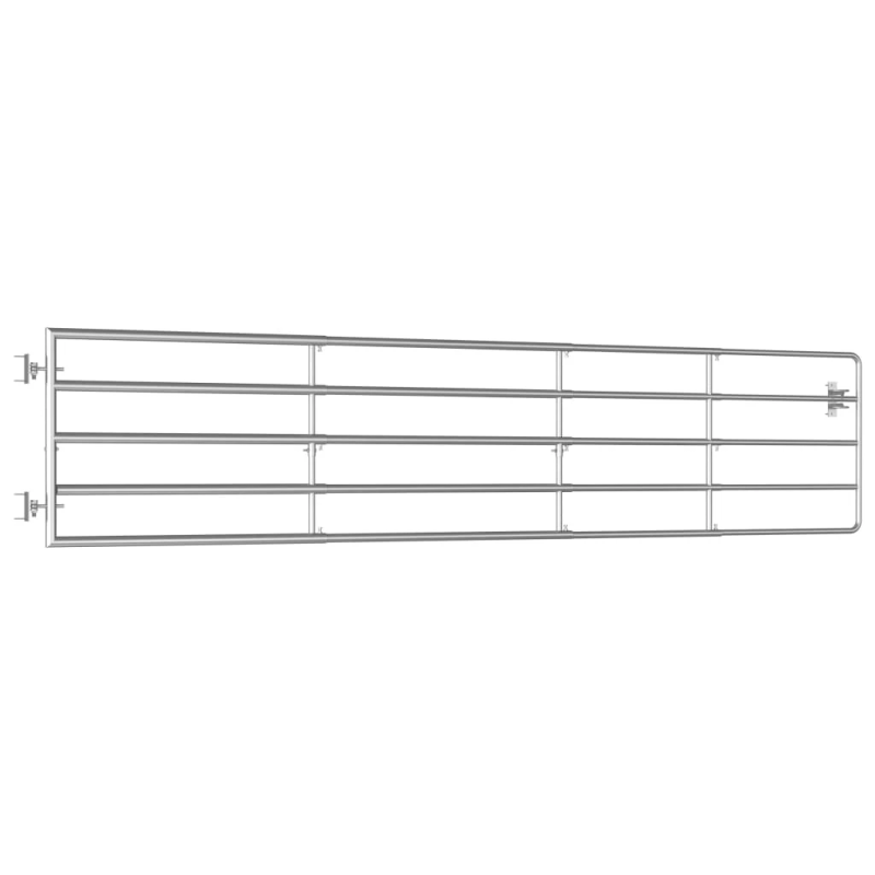 vidaXL aploka vārti, 5 stieņi, tērauds, ,150-400,x90 cm, sudraba krāsa