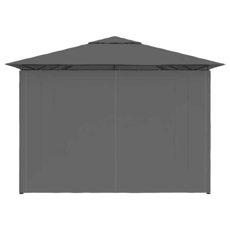 vidaXL dārza nojume ar aizkariem, 4x3 m, antracītpelēka