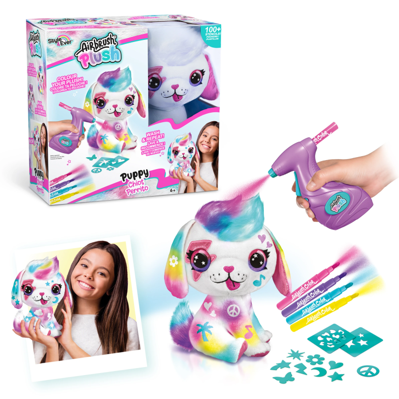 AIRBRUSH PLUSH Plīša DIY komplekts Kucēns ar aerogrāfijas, 26 cm