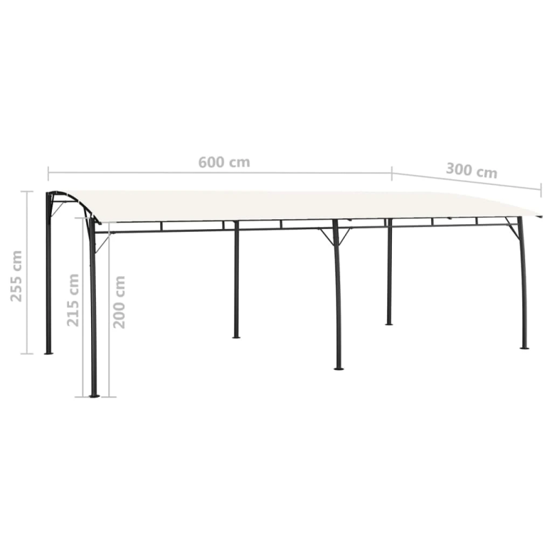 vidaXL dārza nojume, 6x3x2,55 m, krēmkrāsas
