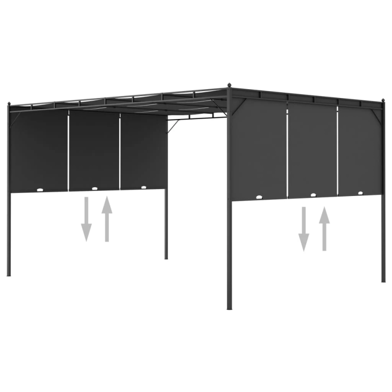 vidaXL dārza nojume ar sānu aizkariem, 4x3x2,25 m, antracītpelēka
