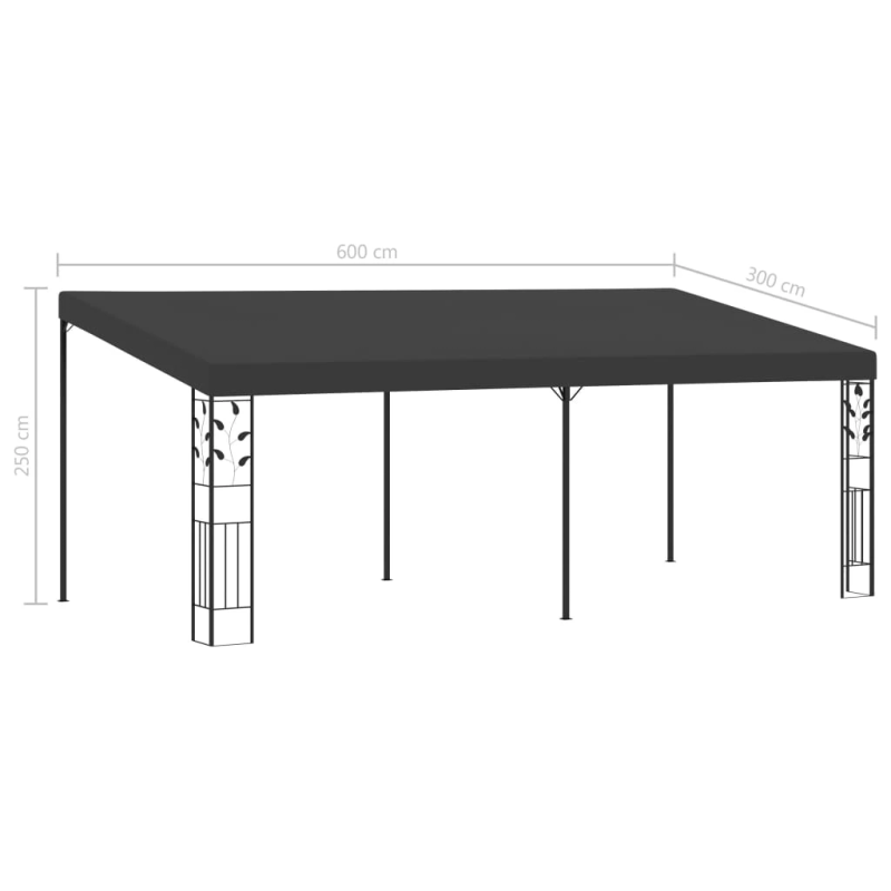 vidaXL dārza nojume, stiprināma pie sienas, 6x3x2,5 m, antracītpelēka