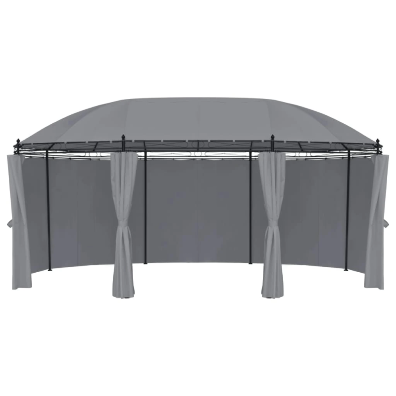 vidaXL dārza nojume ar aizkariem, 520x349x255 cm, antracītpelēka