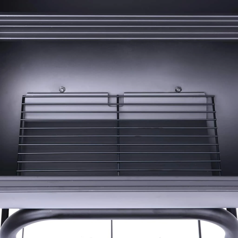 vidaXL kokogļu grils un kūpinātava, ar apakšējo plauktu, melns