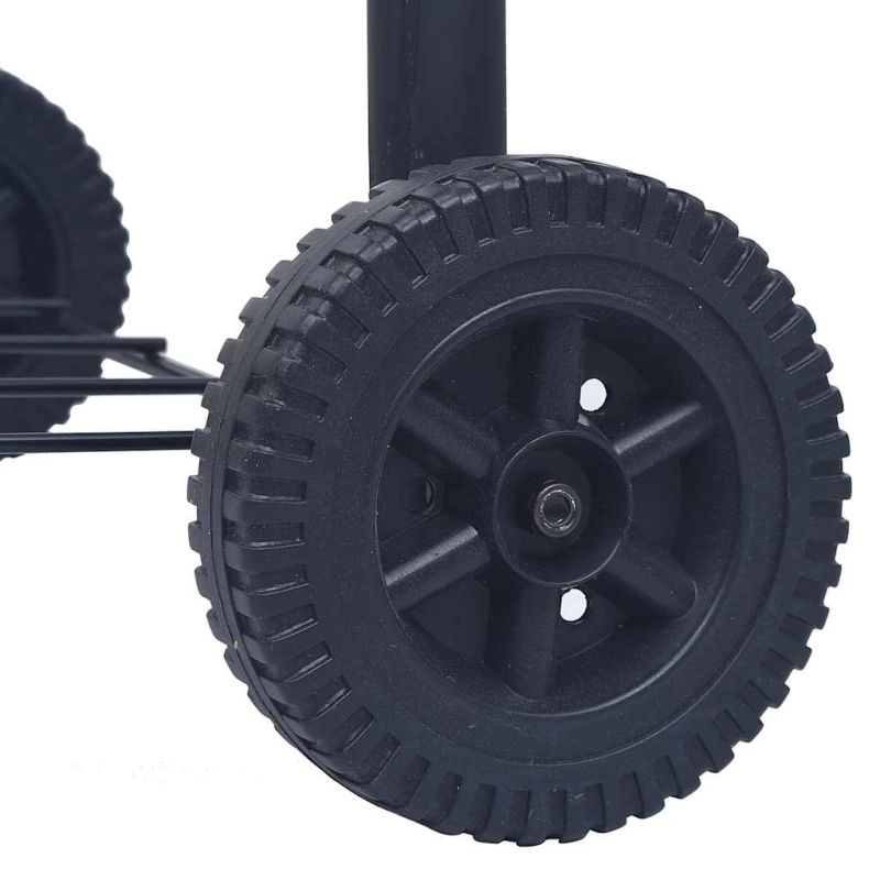 vidaXL kokogļu grils un kūpinātava, ar apakšējo plauktu, melns