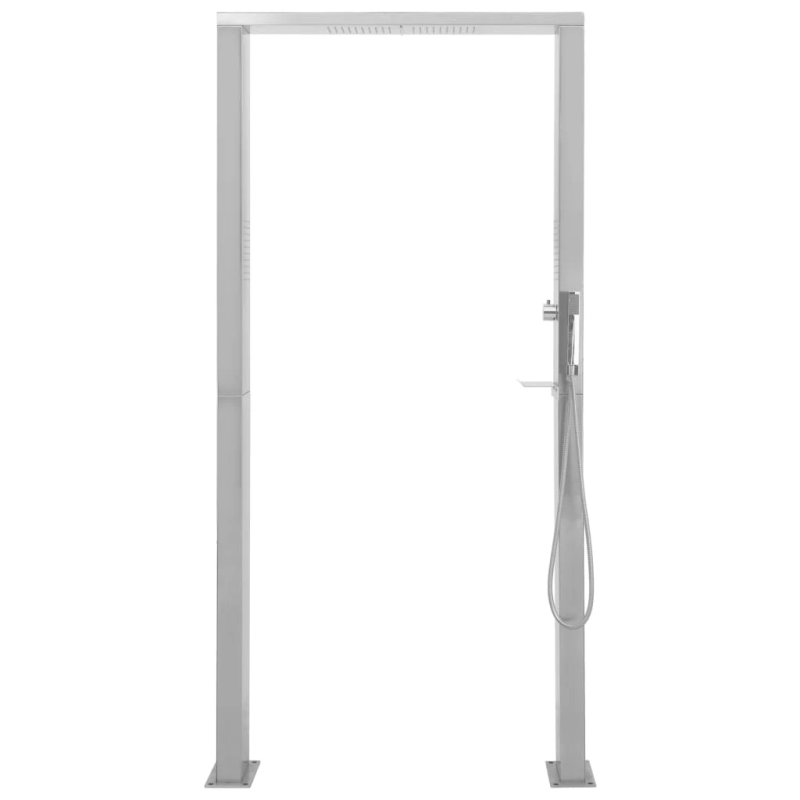 vidaXL dārza duša, nerūsējošs tērauds, 2 strūklas