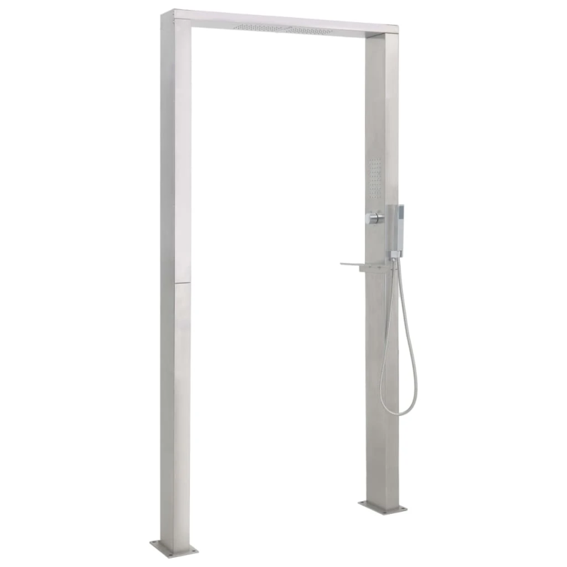 vidaXL dārza duša, nerūsējošs tērauds, 2 strūklas