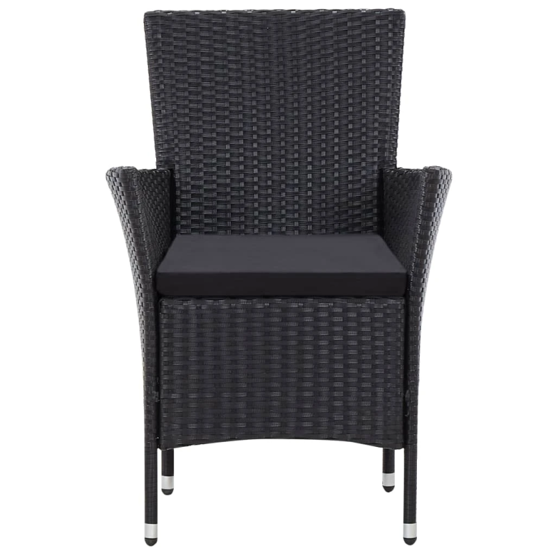 vidaXL 7-daļīgs dārza mēbeļu komplekts, PE rotangpalma, melns