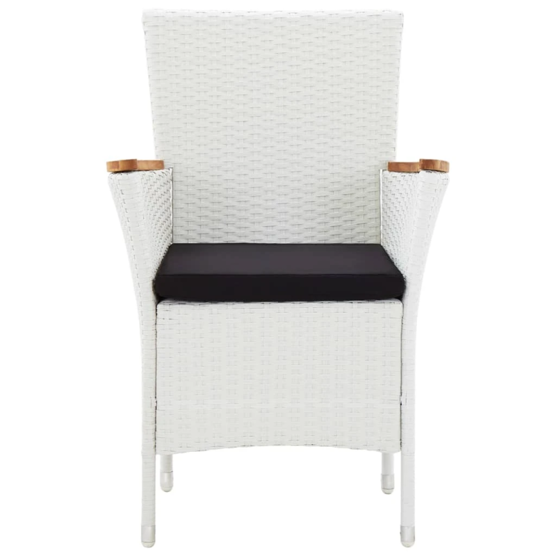 vidaXL 5-daļīgs dārza mēbeļu komplekts, balta PE rotangpalma