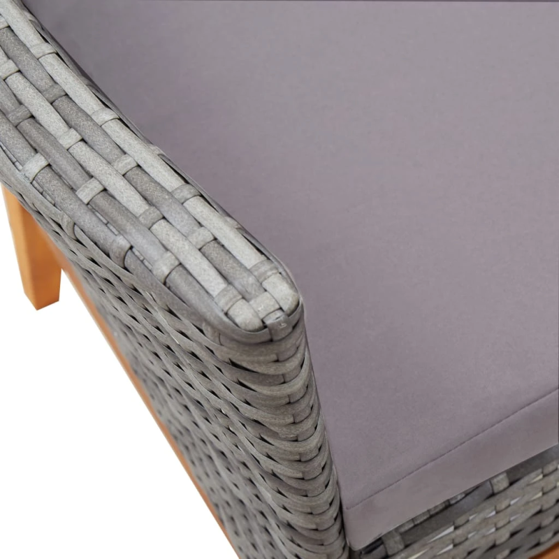 vidaXL 7-daļīgs dārza mēbeļu komplekts, pelēks, PE, akācijas masīvkoks