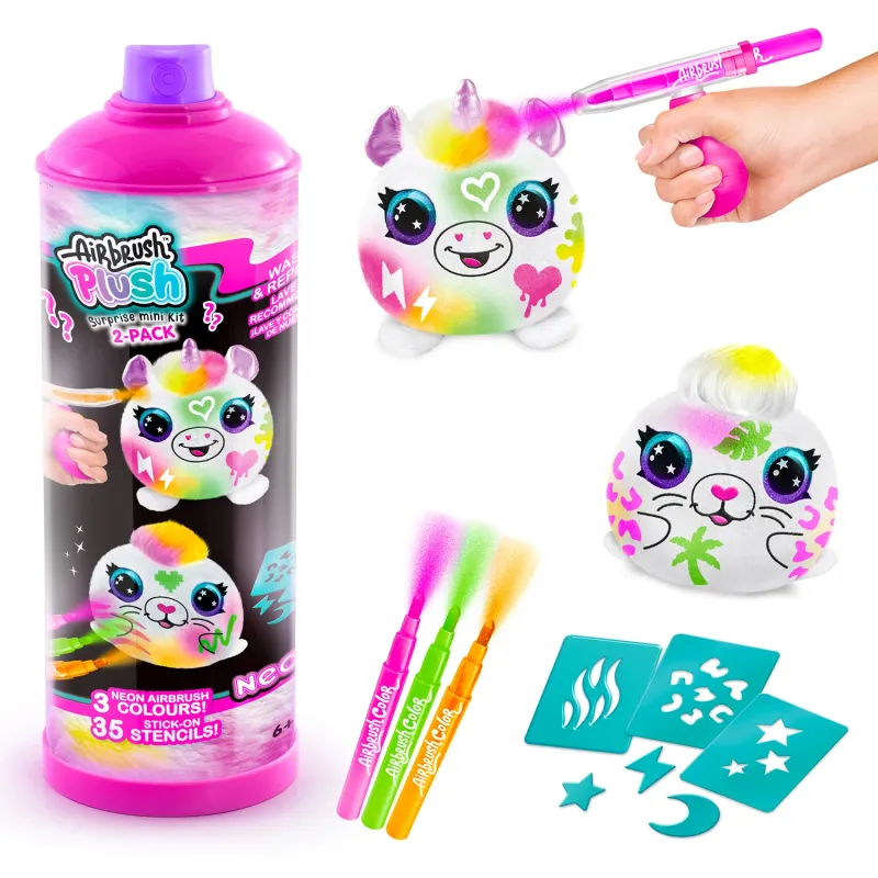 AIRBRUSH PLUSH Rinkinys su aerografu „Mini neoninis siurprizas“, 2.vnt